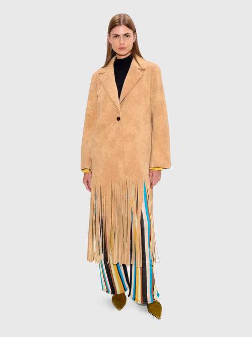 Simon Miller Women's Vero Vegan Leather Fringe Coat - Saint Bernard