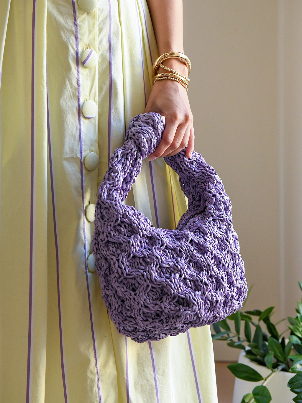 Maria La Rosa Mini Datolite Raphia Knitted Bag - Saint Bernard