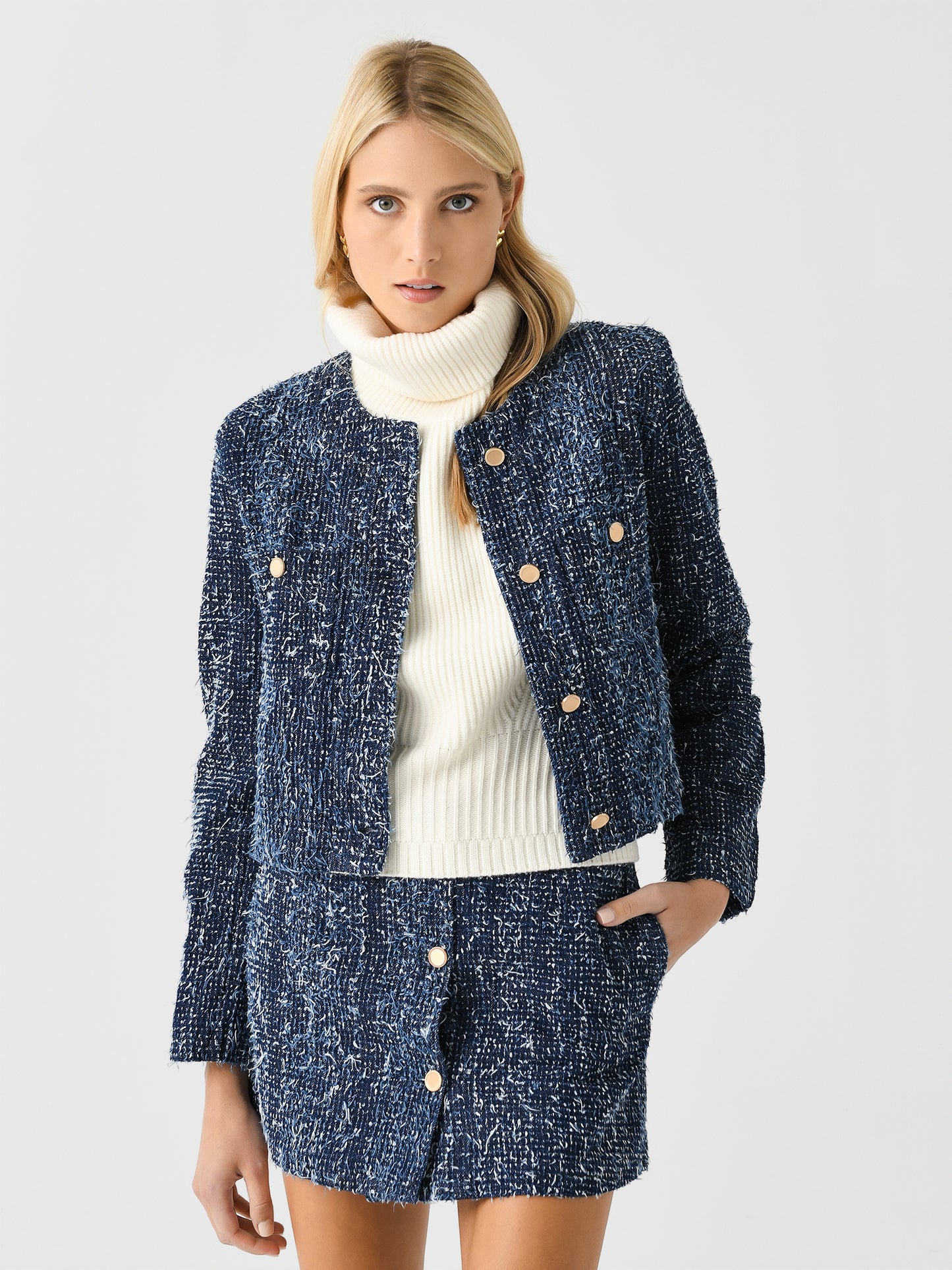 Frame Women's Denim Bouclé Jacket - Saint Bernard