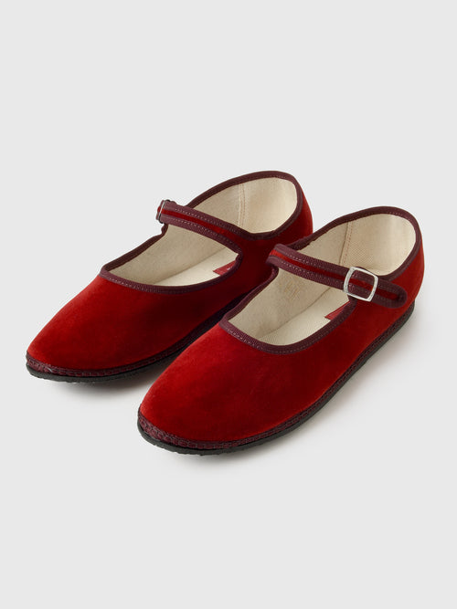 Vibi Venezia Women's Mary Jane Velvet Furlana Flat