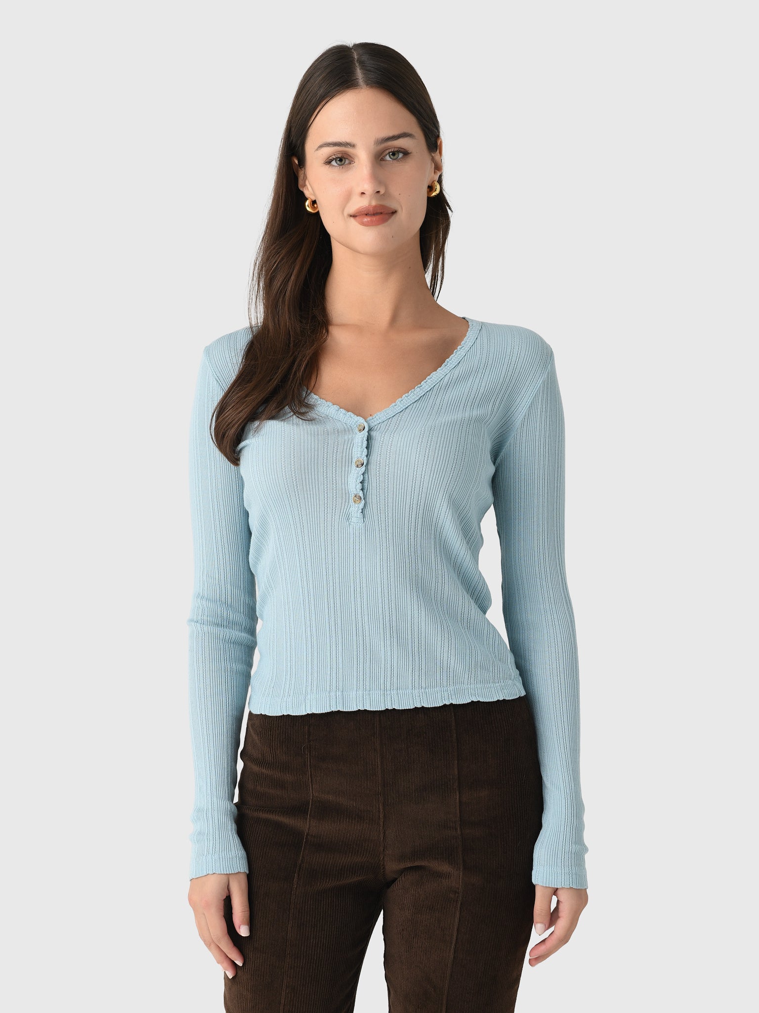 Velvet Women's Winona Pointelle Henley Top - Saint Bernard