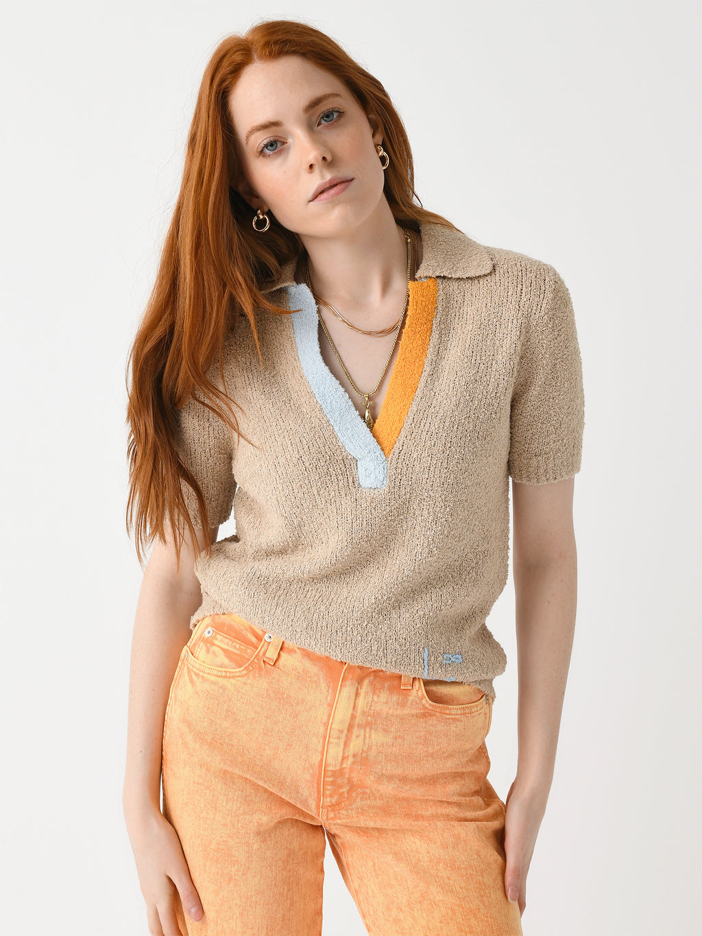 Lingua Franca Women's Miller Bouclé Polo - Saint Bernard