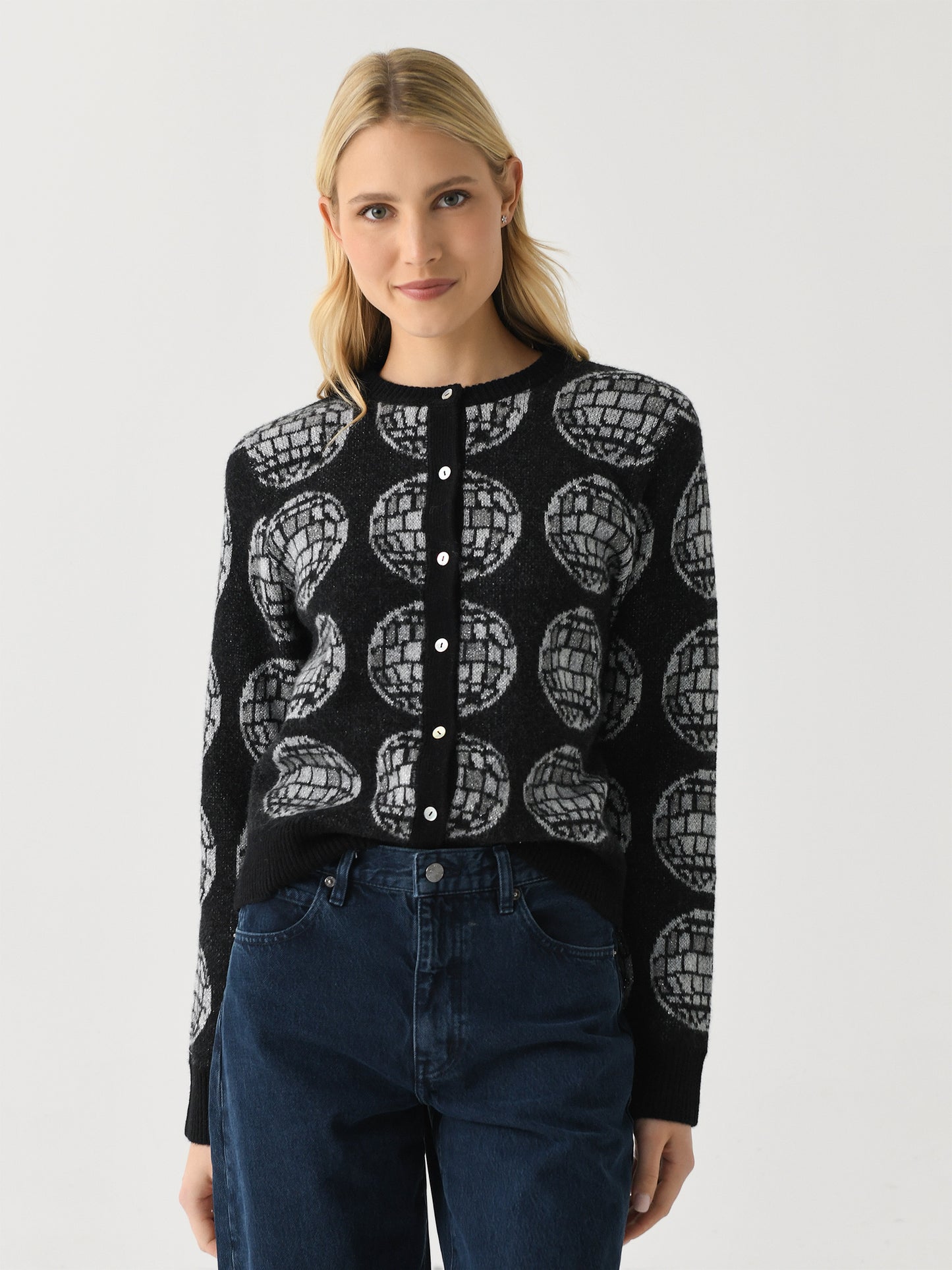 Lingua Franca Women's Disco Ball Cardigan - Saint Bernard