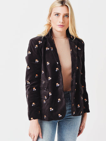 極美品 Zadig&Voltaire 花と蝶ラインストーンジャケット WKCP0201FxDARKCHOCOLATExPrimar
