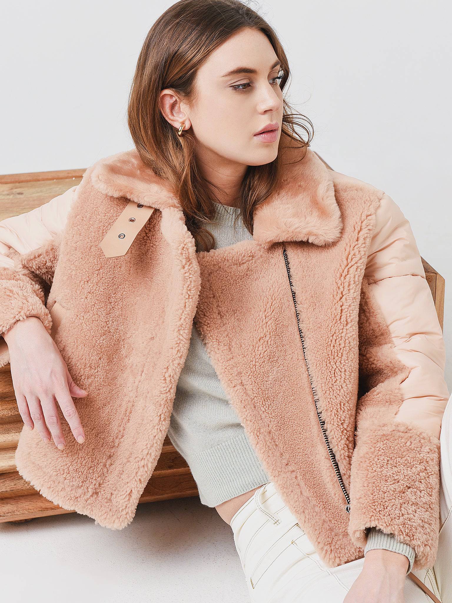 Shoreditch Ski Club Women's Lena Shearling Puffer Jacket - Saint Bernard