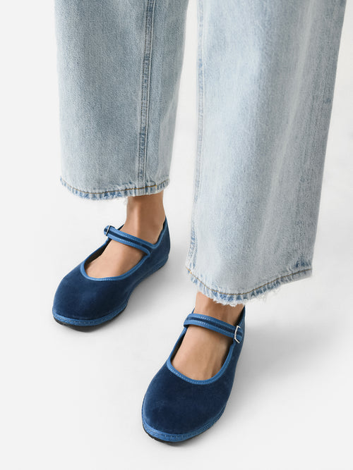 Vibi Venezia Women's Mary Jane Velvet Furlana Flat