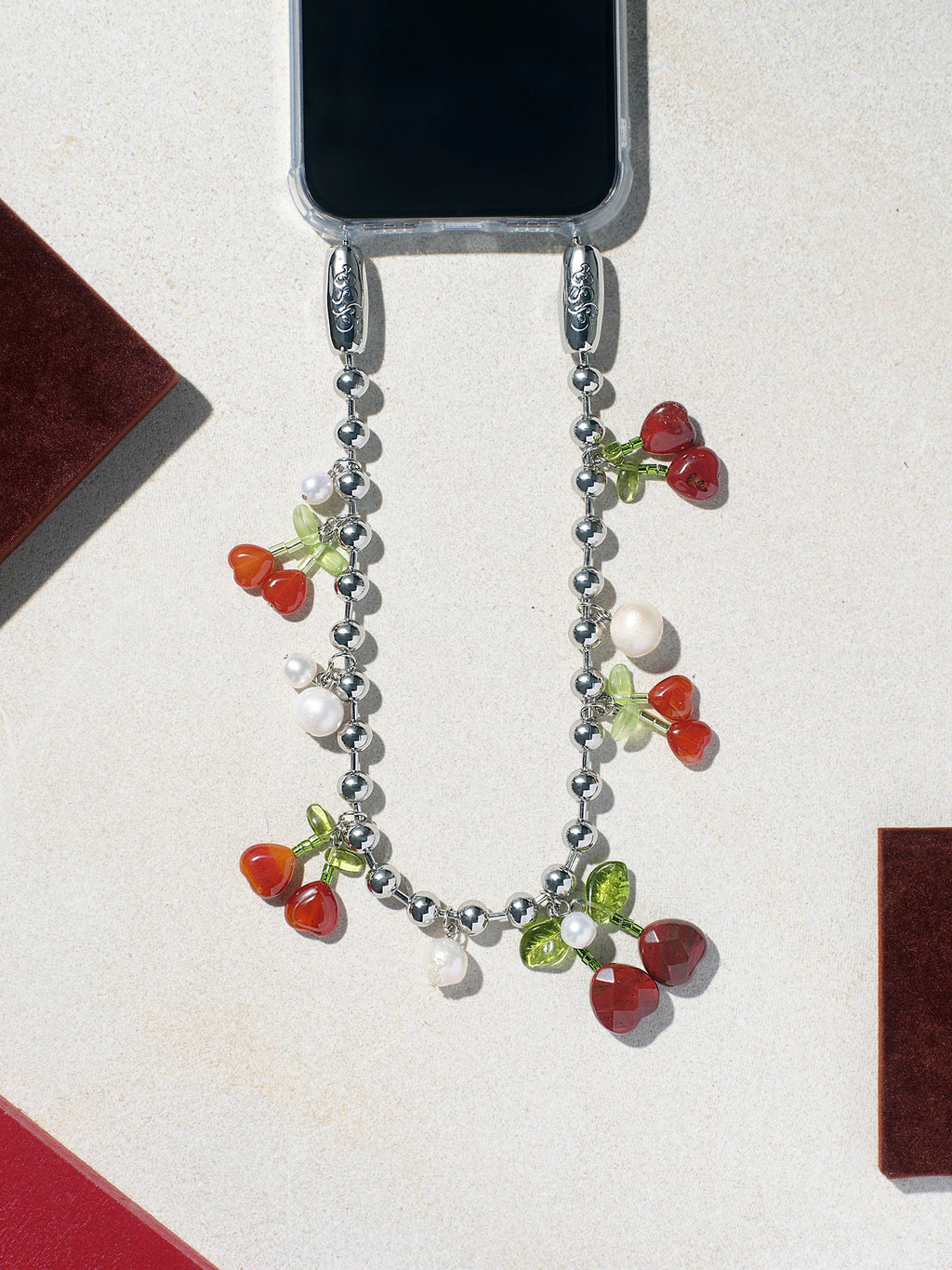 OSSA Cherry + Pearl Ballchain Wristlet - Saint Bernard