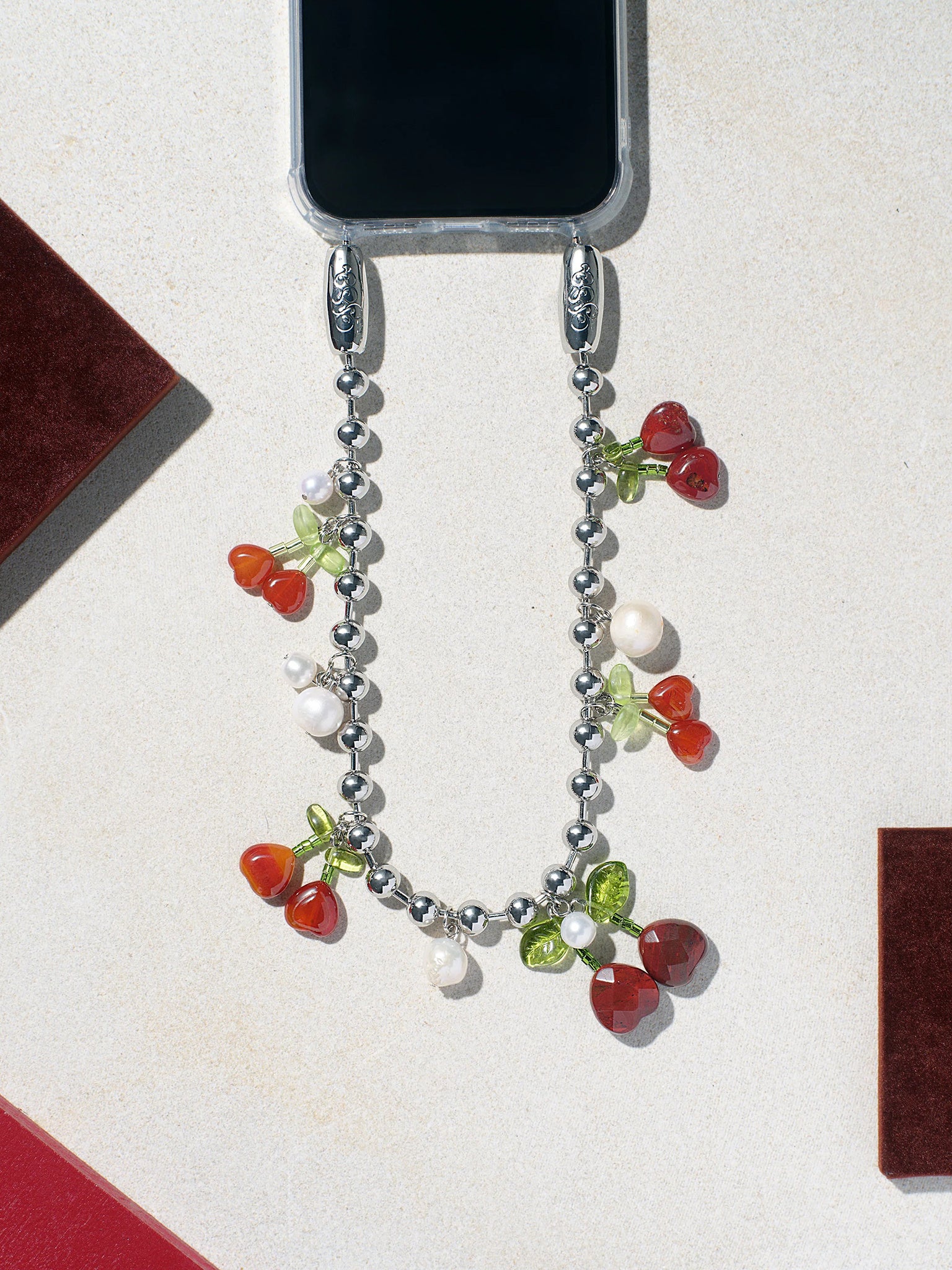 OSSA Cherry + Pearl Ballchain Wristlet - Saint Bernard
