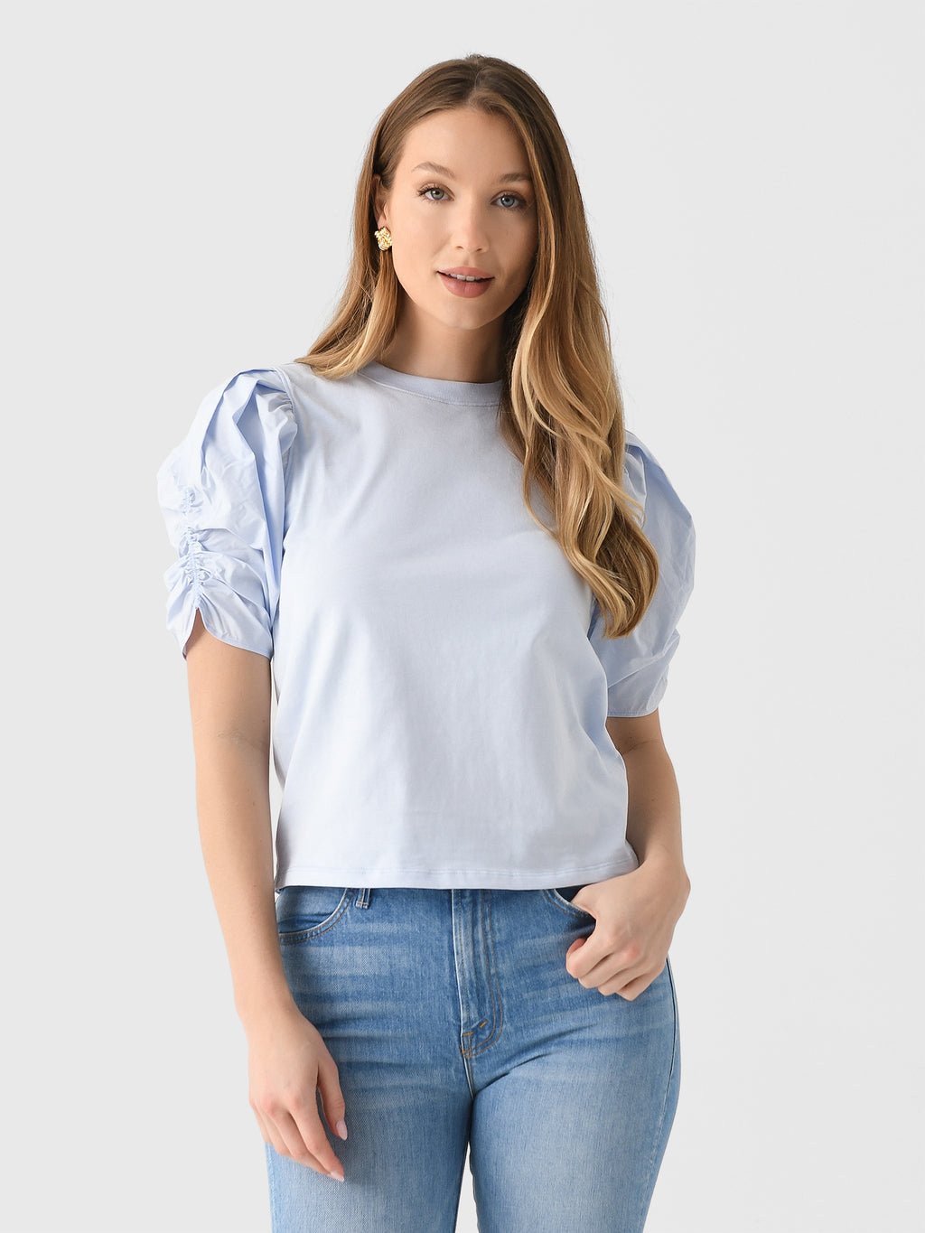 Frame Women's Pleated Puff Sleeve Tee - Saint Bernard