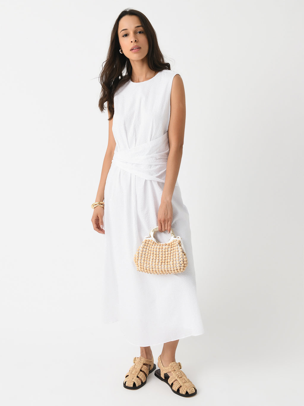 Frame Women's Ruched Sleeveless Midi Dress - Saint Bernard