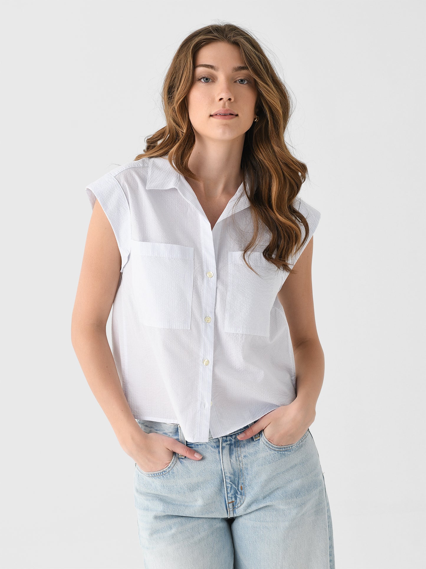 Frame Women's The Seersucker Leisure Shirt - Saint Bernard