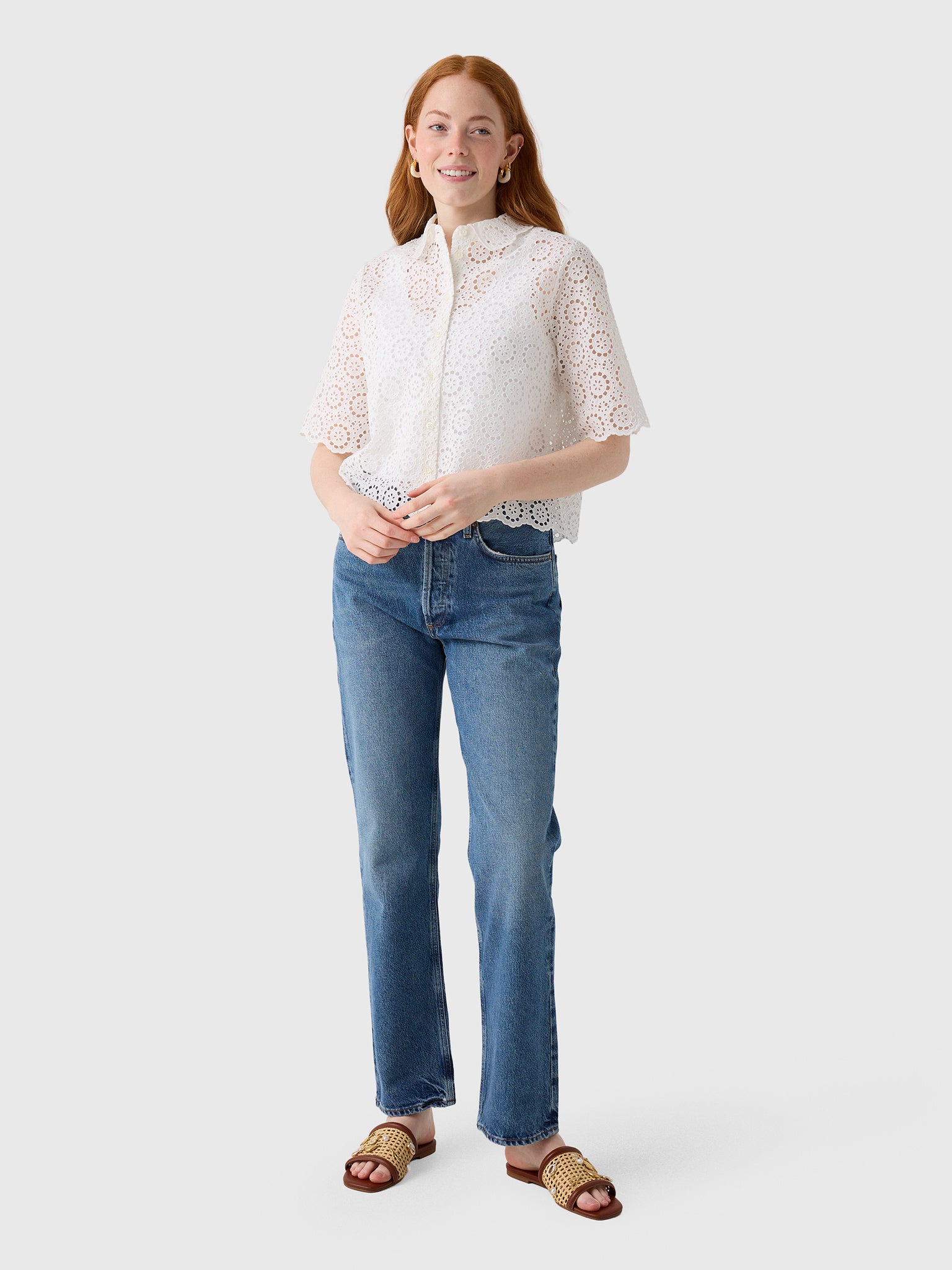 Frame Women's The Petal Eyelet Shirt - Saint Bernard