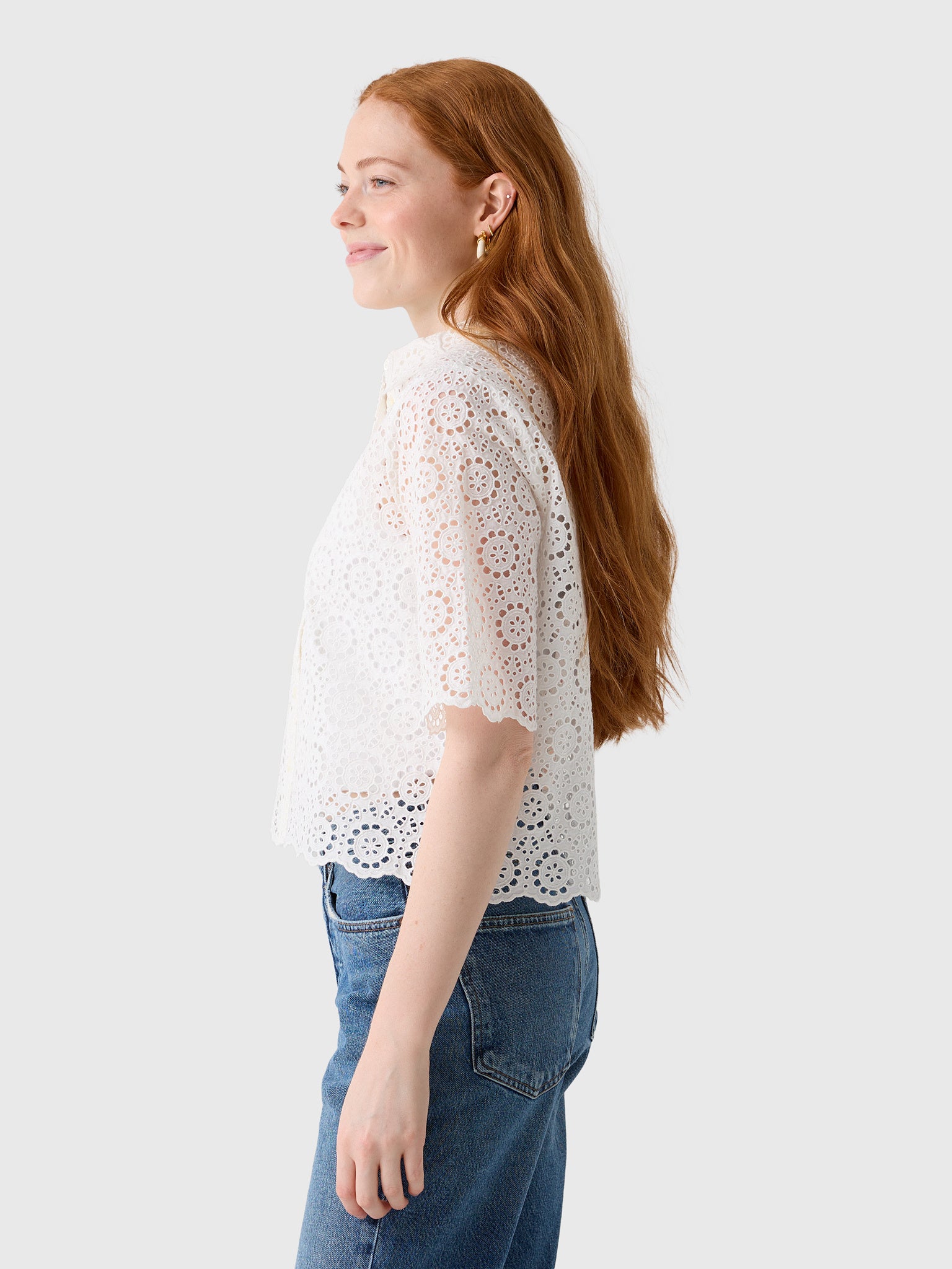 Frame Women's The Petal Eyelet Shirt - Saint Bernard