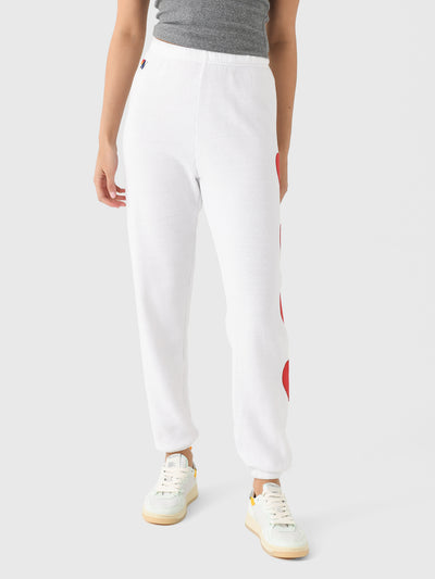 Aviator Nation Women's Heart Stitch 4 Sweatpant - Saint Bernard