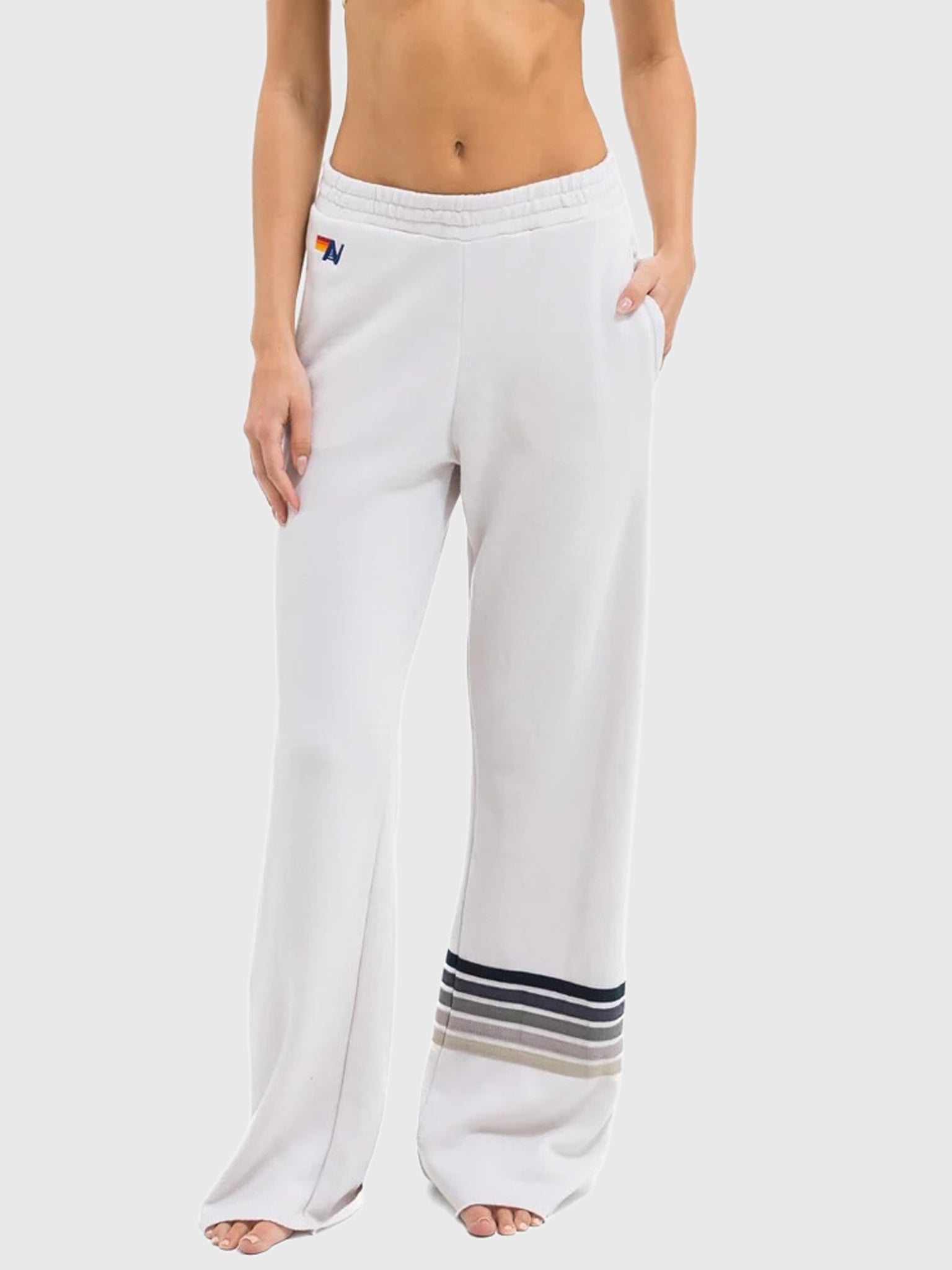 Aviator Nation Women's Rugby Stitch Wide Leg Pocket Sweatpant - Saint Bernard
