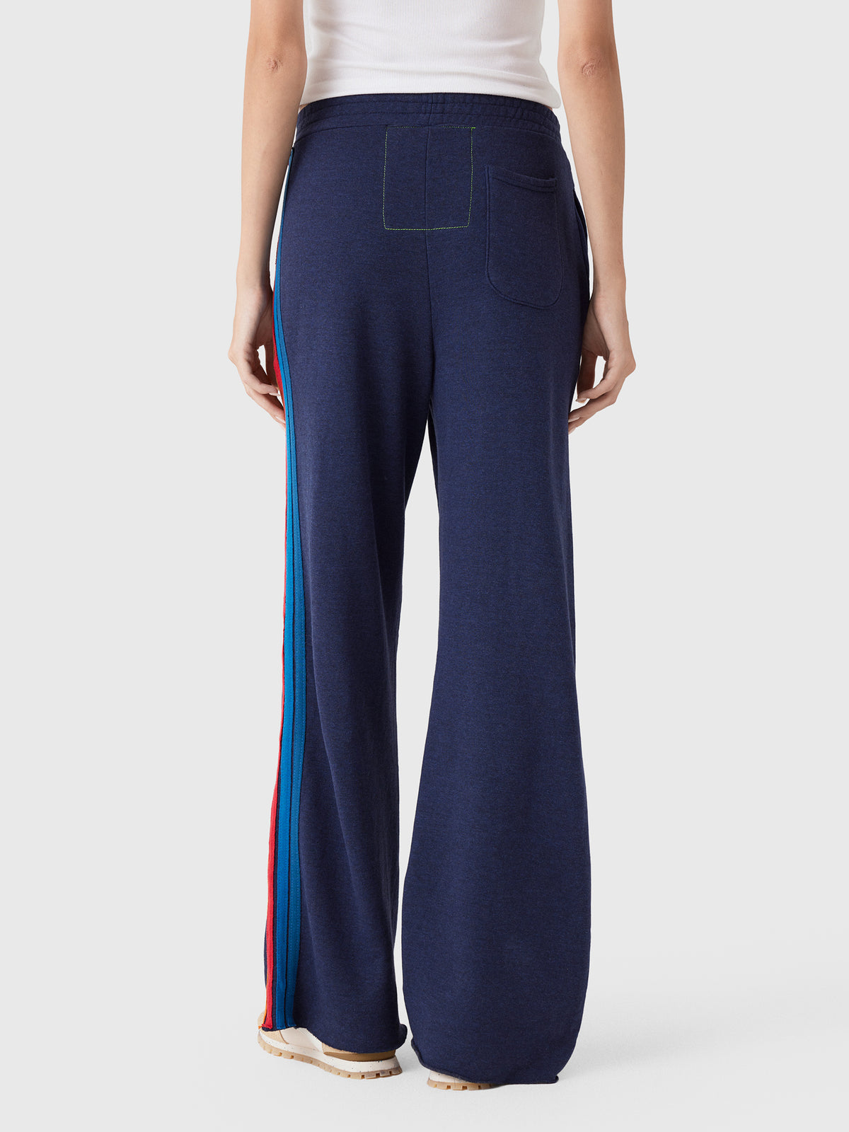Aviator Nation Women's 5 Stripe Wide Leg Pocket Sweatpant - Saint Bernard