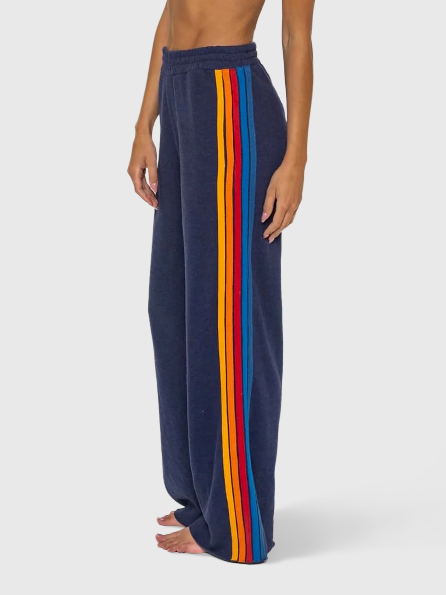 Aviator Nation Women's 5 Stripe Wide Leg Pocket Sweatpant - Saint Bernard