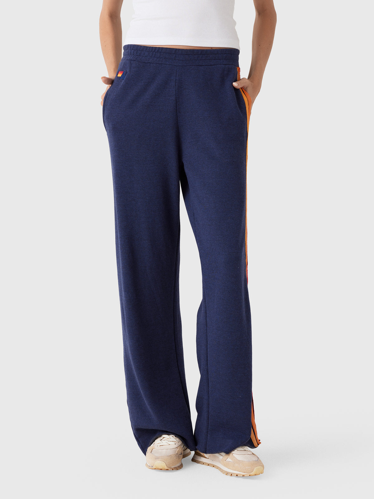 Aviator Nation Women's 5 Stripe Wide Leg Pocket Sweatpant - Saint Bernard