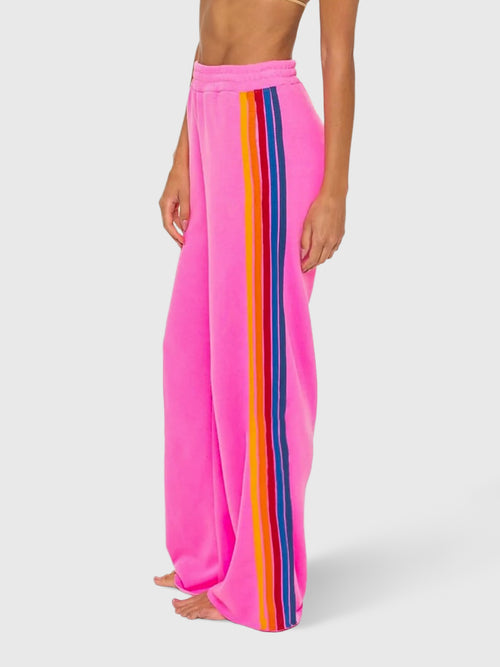 Aviator Nation Women's 5 Stripe Wide Leg Pocket Sweatpant