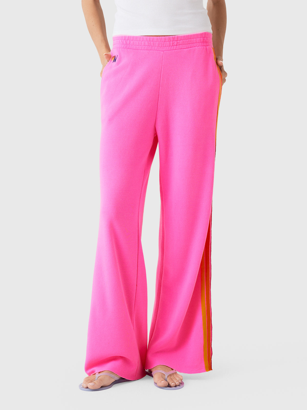 Aviator Nation Women's 5 Stripe Wide Leg Pocket Sweatpant - Saint Bernard