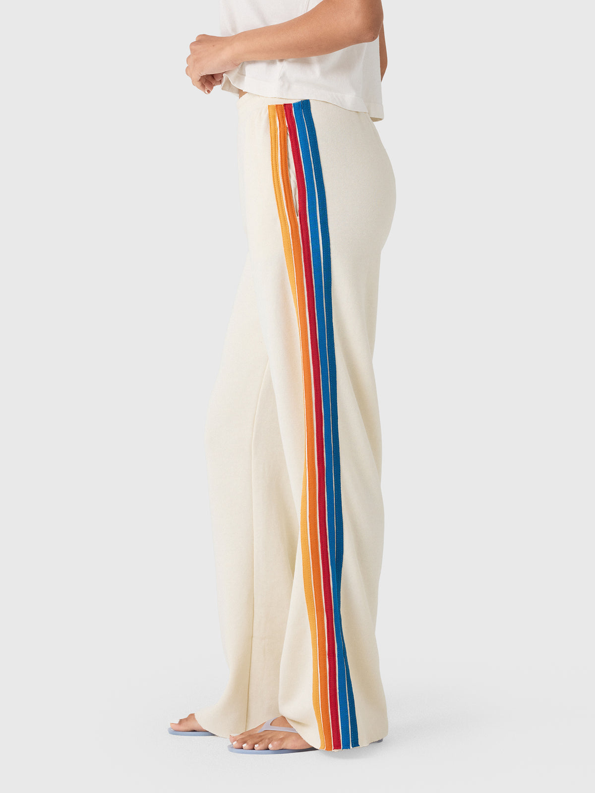 Aviator Nation Women's 5 Stripe Wide Leg Pocket Sweatpant - Saint Bernard