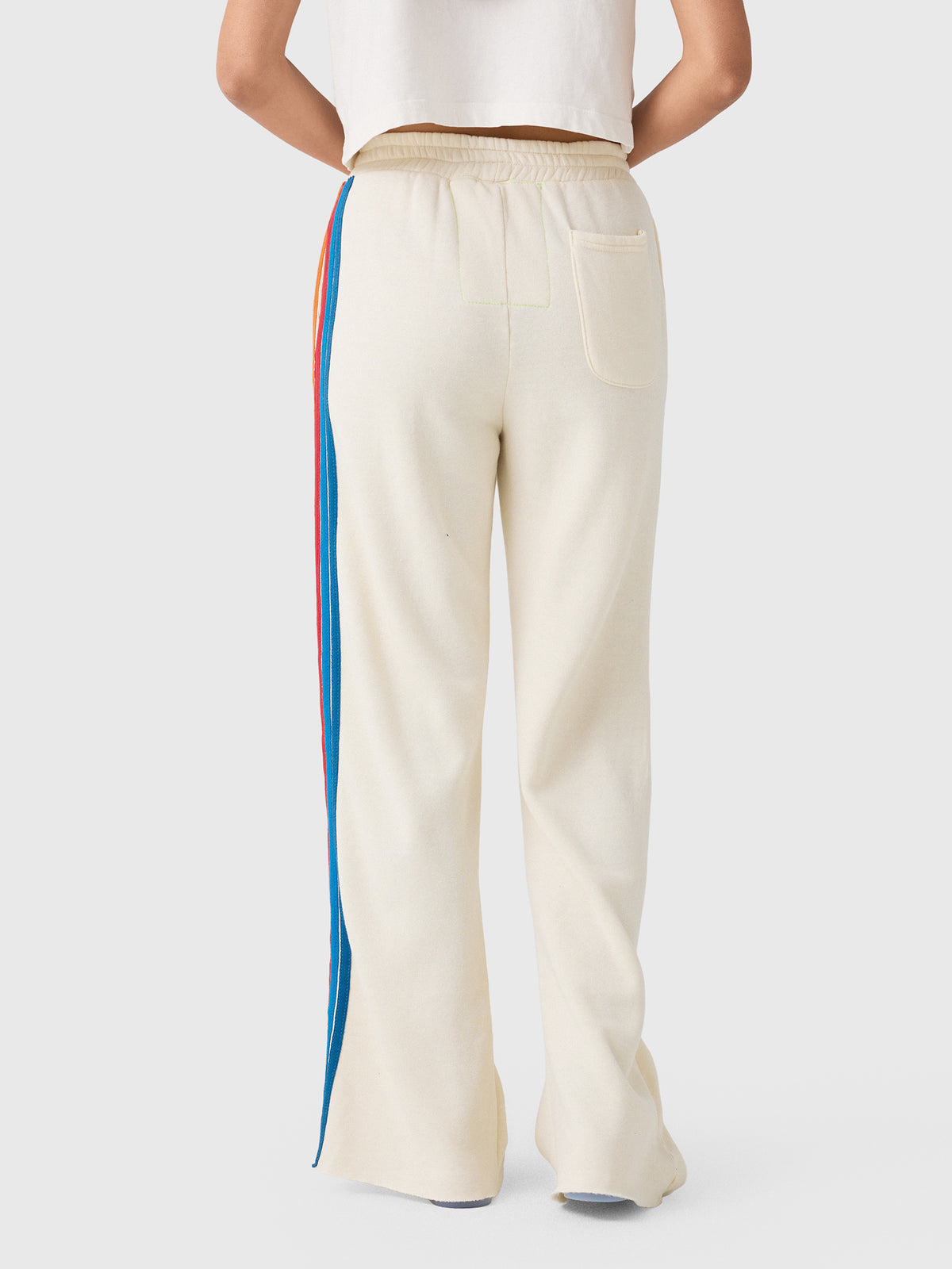 Aviator Nation Women's 5 Stripe Wide Leg Pocket Sweatpant - Saint Bernard