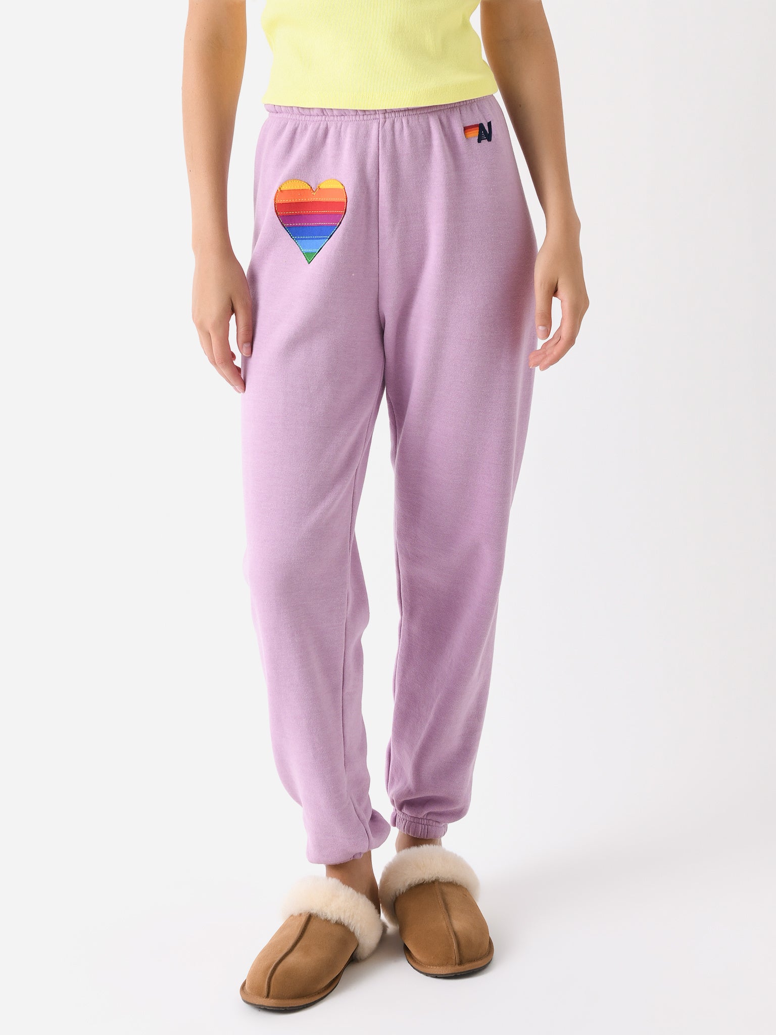 Aviator Nation Women's Rainbow Heart Stitch Sweatpant | $156.00