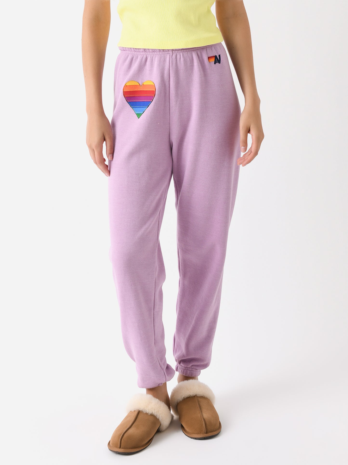 Aviator Nation Women's Rainbow Heart Stitch Sweatpant - Saint Bernard
