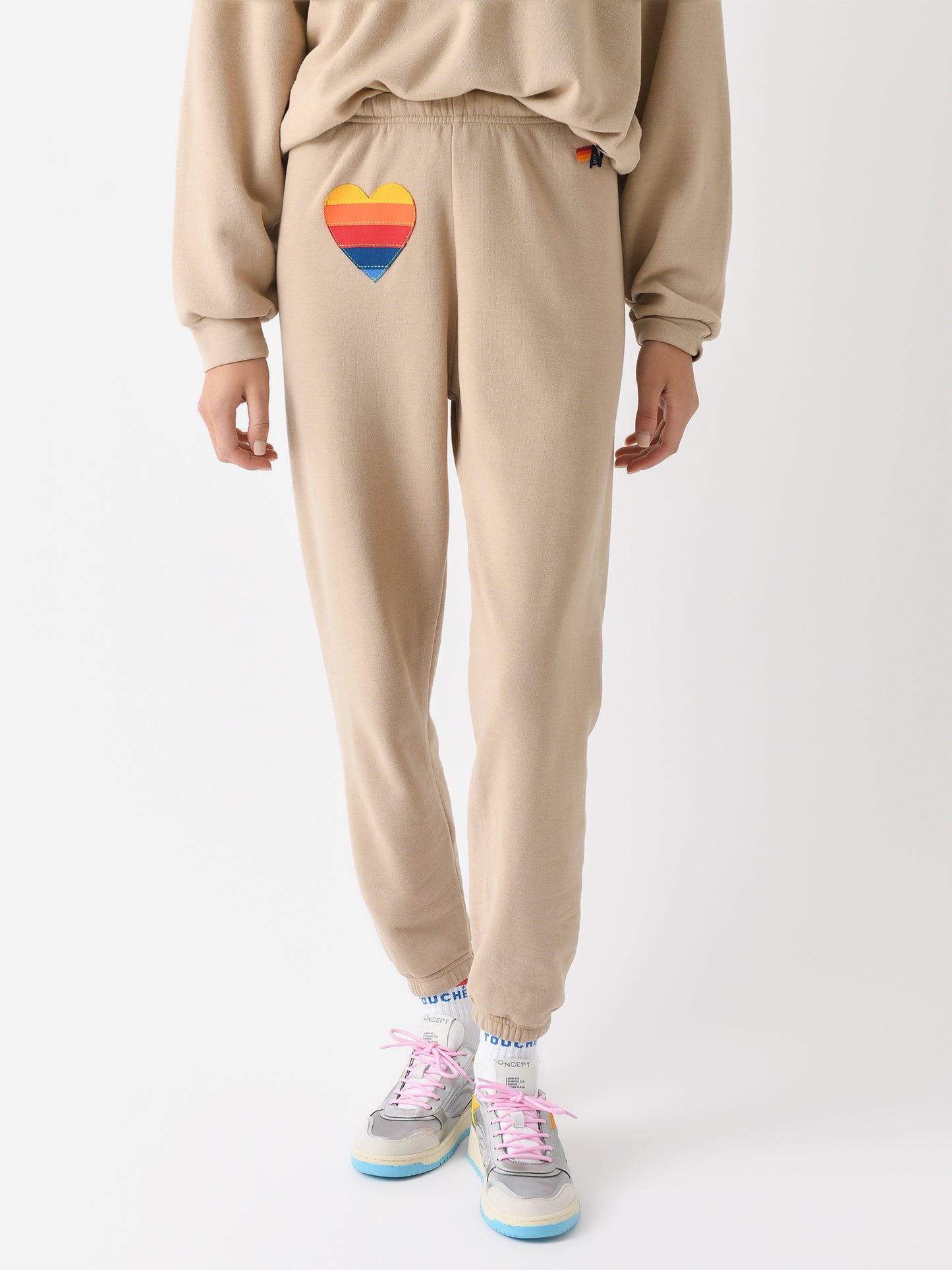 Aviator Nation Women's Rainbow Heart Stitch Sweatpant - Saint Bernard