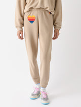 Aviator Nation Women's Rainbow Heart Stitch Sweatpant - Saint Bernard