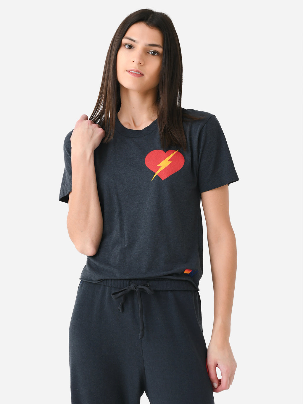 Aviator Nation Women's Bolt Heart Boyfriend Tee - Saint Bernard