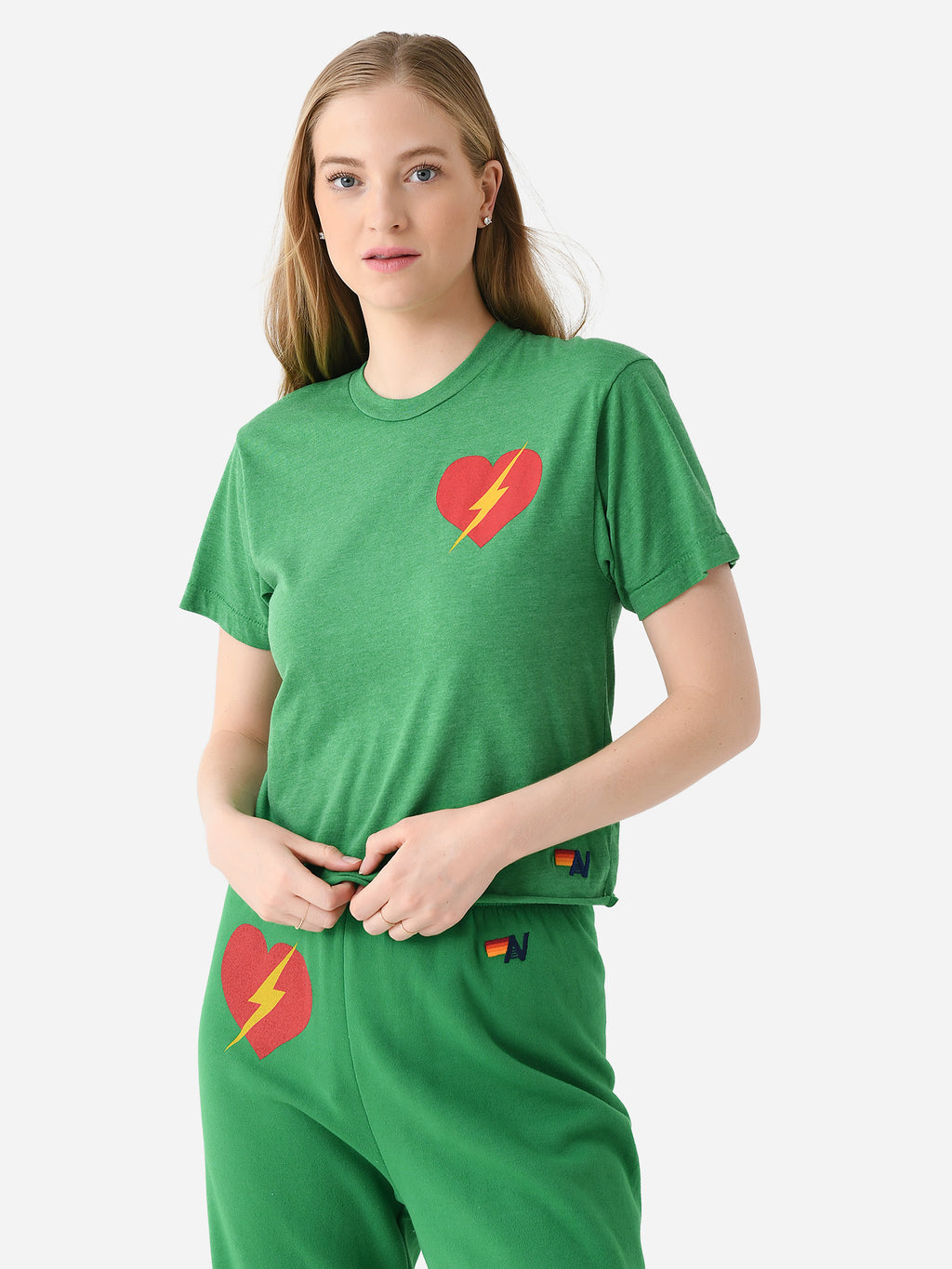 Aviator Nation Women's Bolt Heart Boyfriend Tee - Saint Bernard