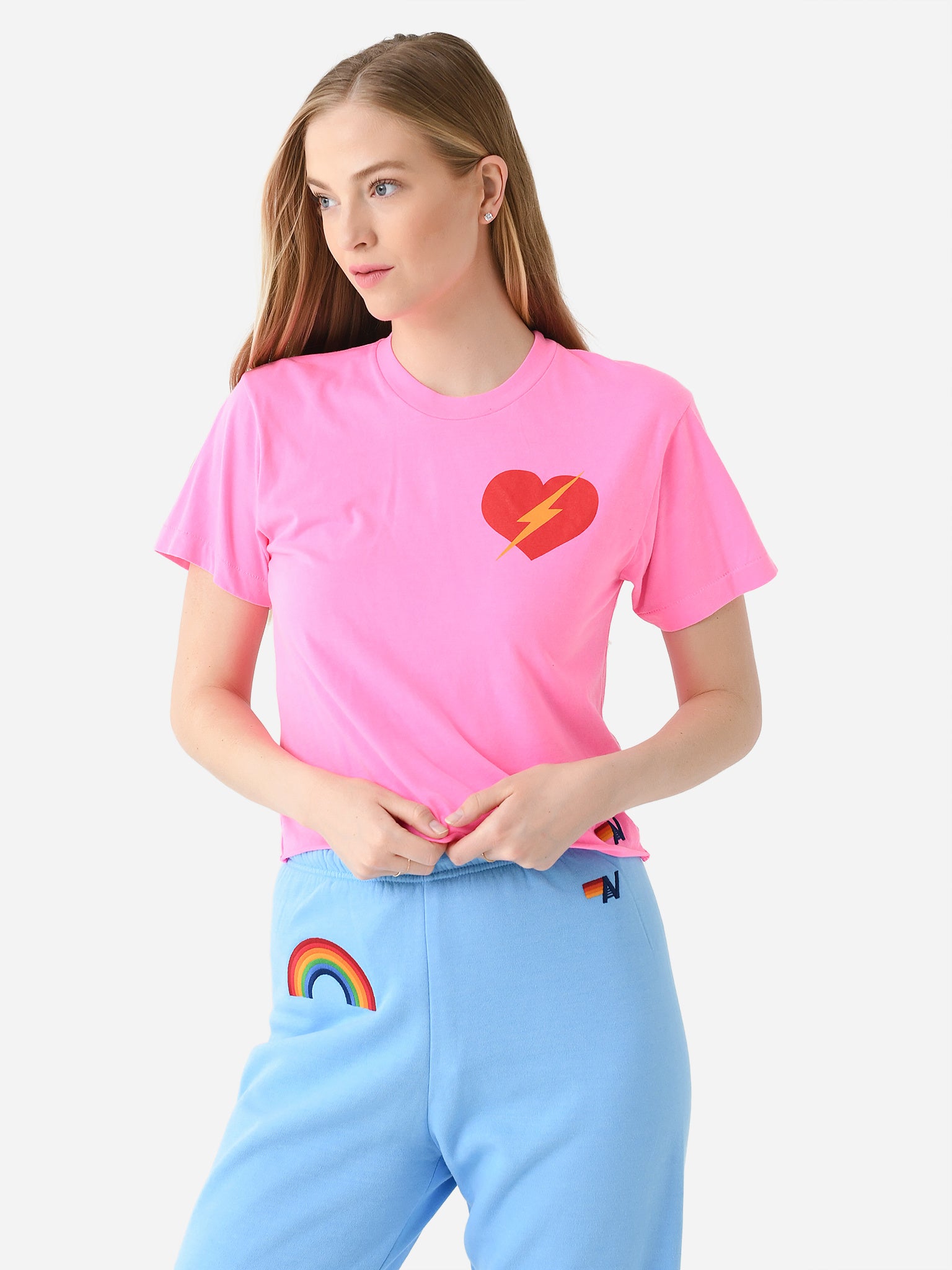 Aviator Nation Women's Bolt Heart Boyfriend Tee - Saint Bernard