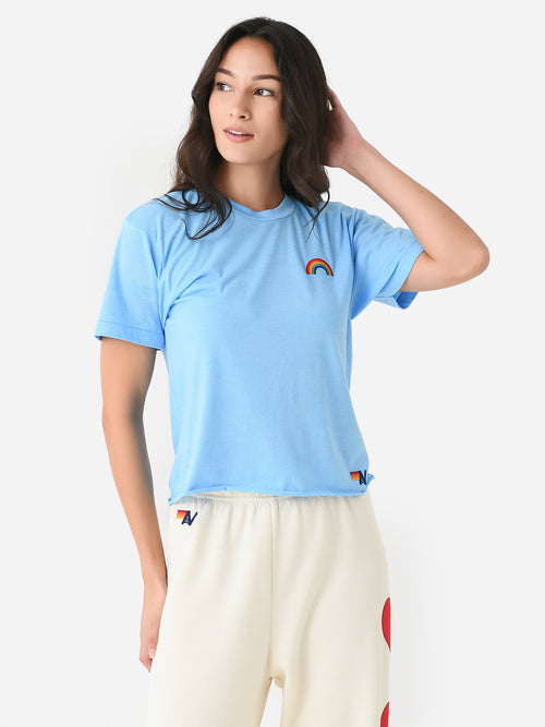Aviator Nation Women's Rainbow Embroidery Boyfriend Tee