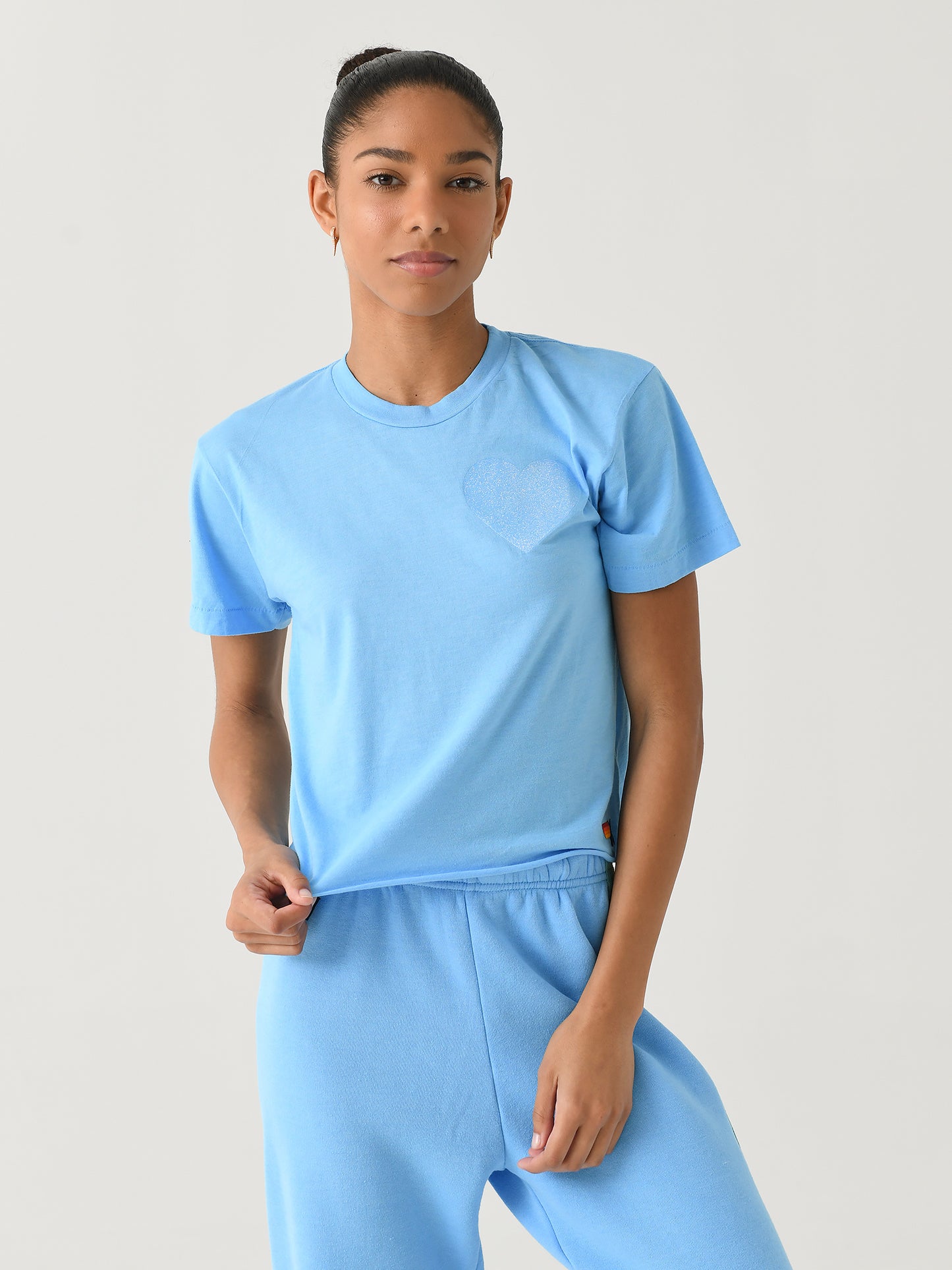 Aviator Nation Women's Glitter Heart Boyfriend Tee - Saint Bernard