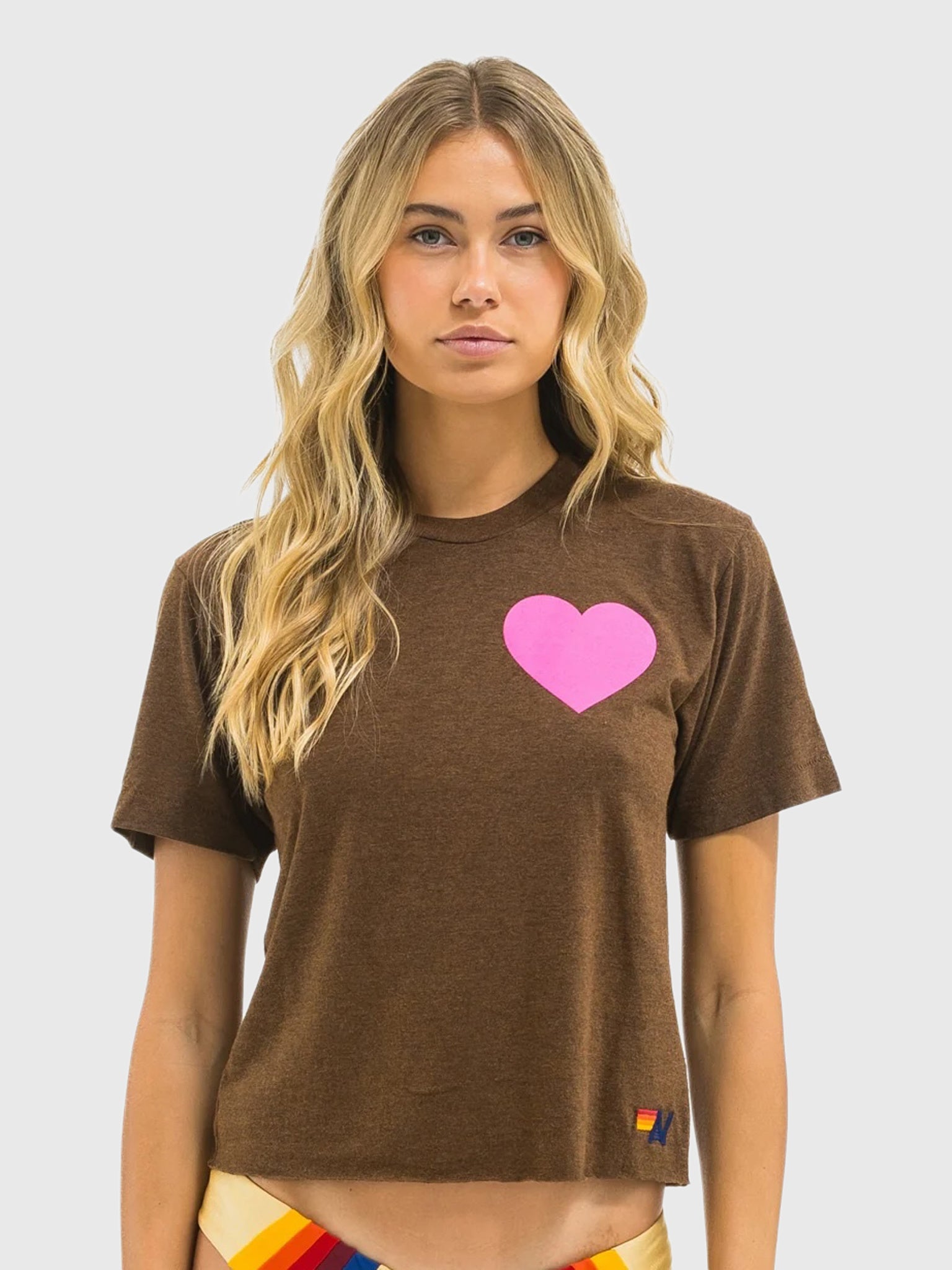 Aviator Nation Women's Heart Print Boyfriend Tee - Saint Bernard