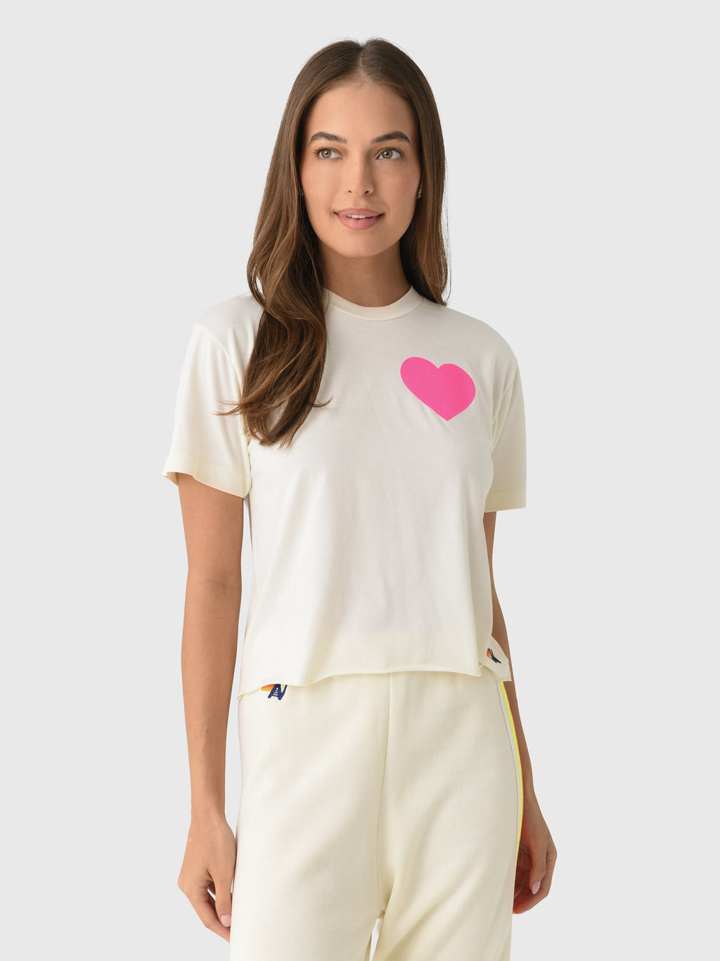 Aviator Nation Women's Heart Print Boyfriend Tee - Saint Bernard