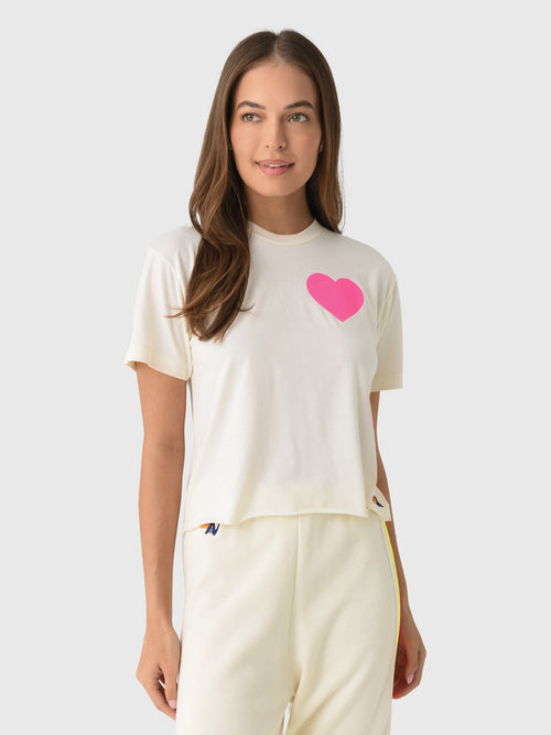 Aviator Nation Women's Heart Print Boyfriend Tee