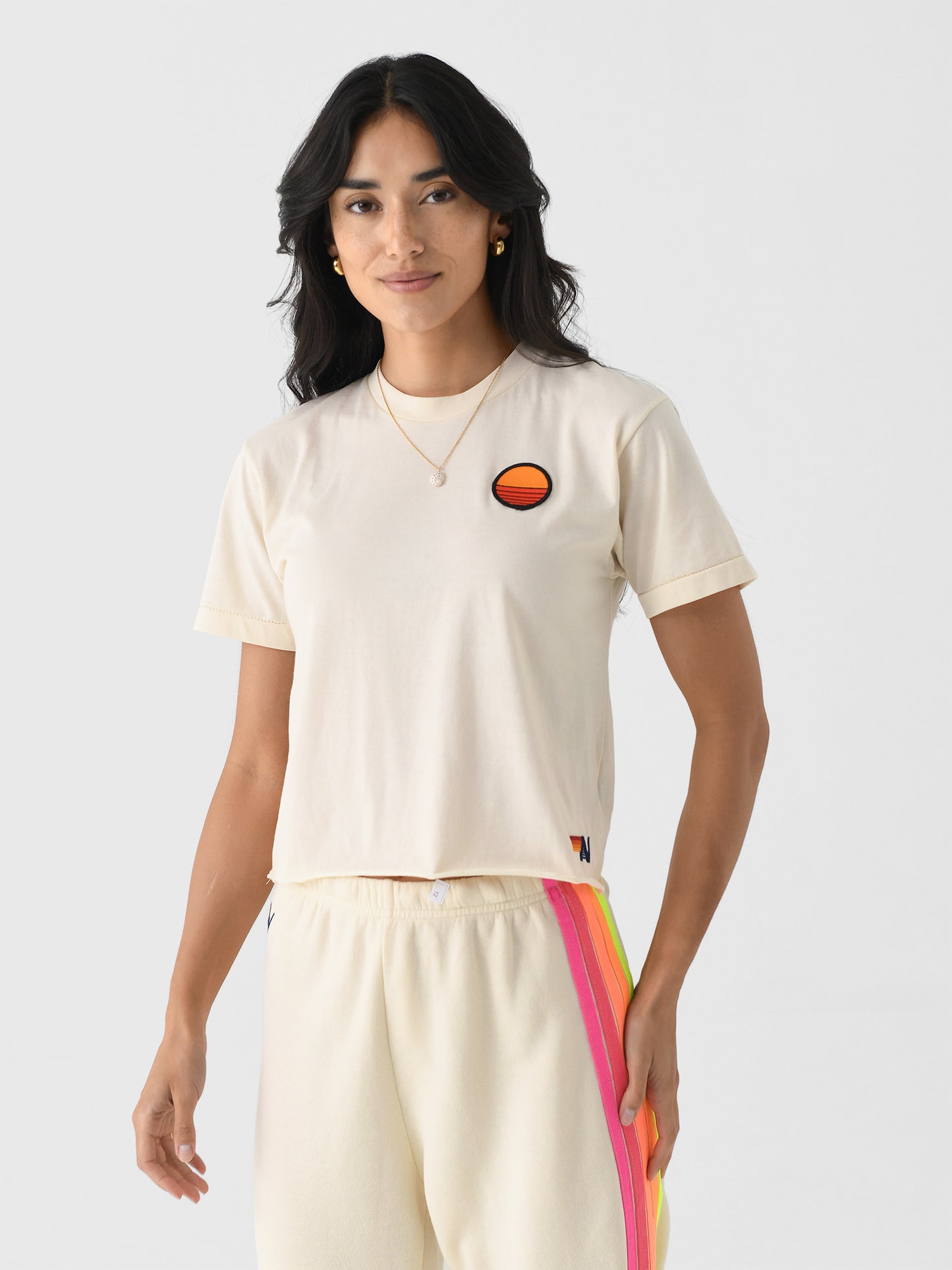 Aviator Nation Women's Sunset Patch Boyfriend Tee - Saint Bernard