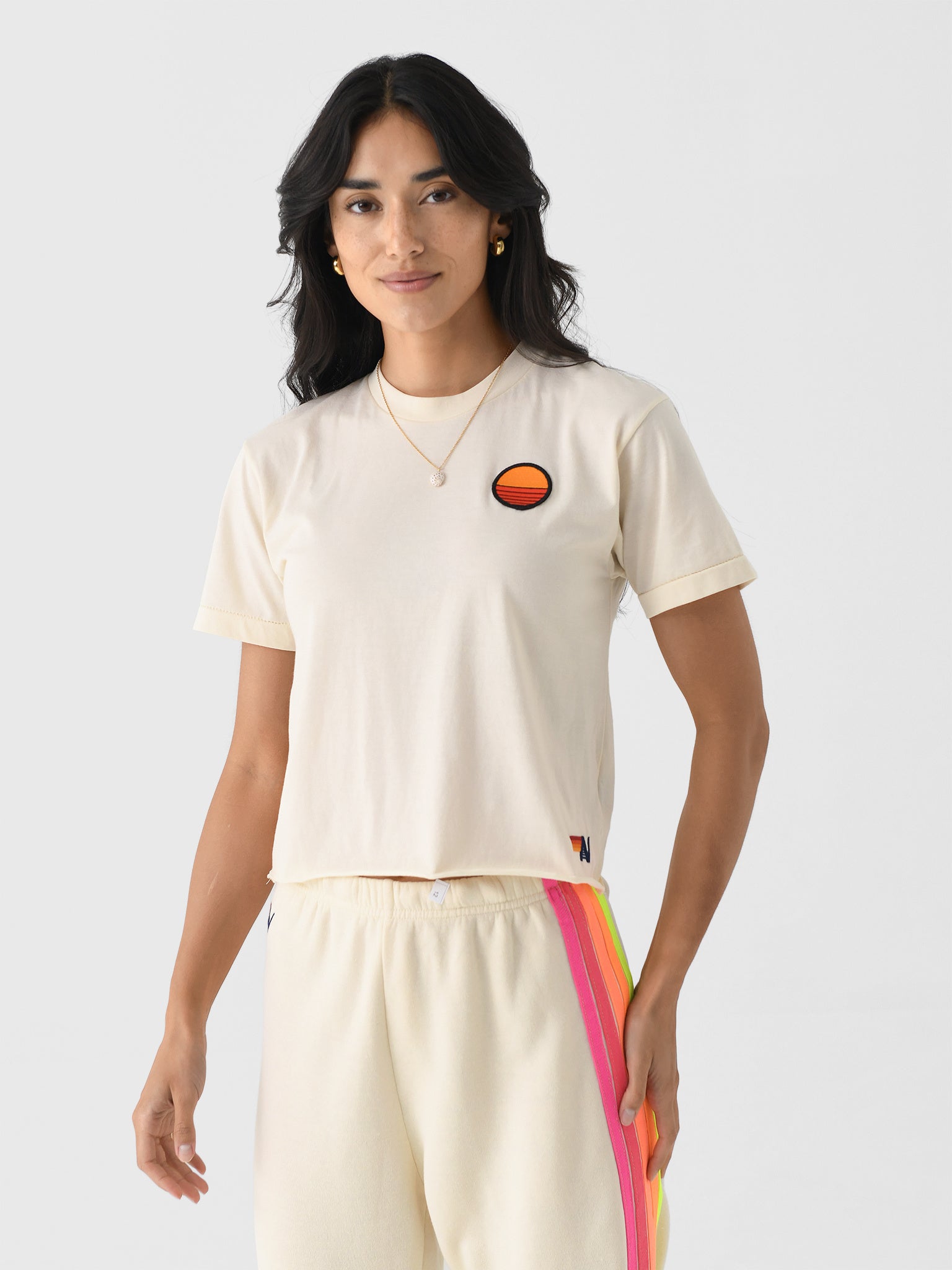 Aviator Nation Women's Sunset Patch Boyfriend Tee - Saint Bernard