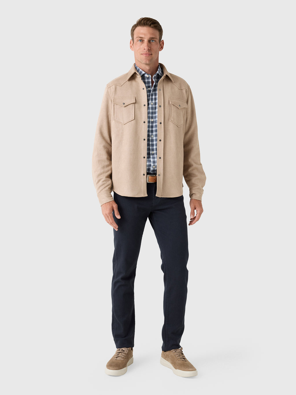 RYE51 Men's The Wyatt Microsuede Shirt Jacket - Saint Bernard