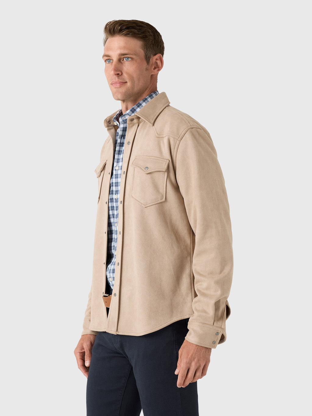 RYE51 Men's The Wyatt Microsuede Shirt Jacket - Saint Bernard