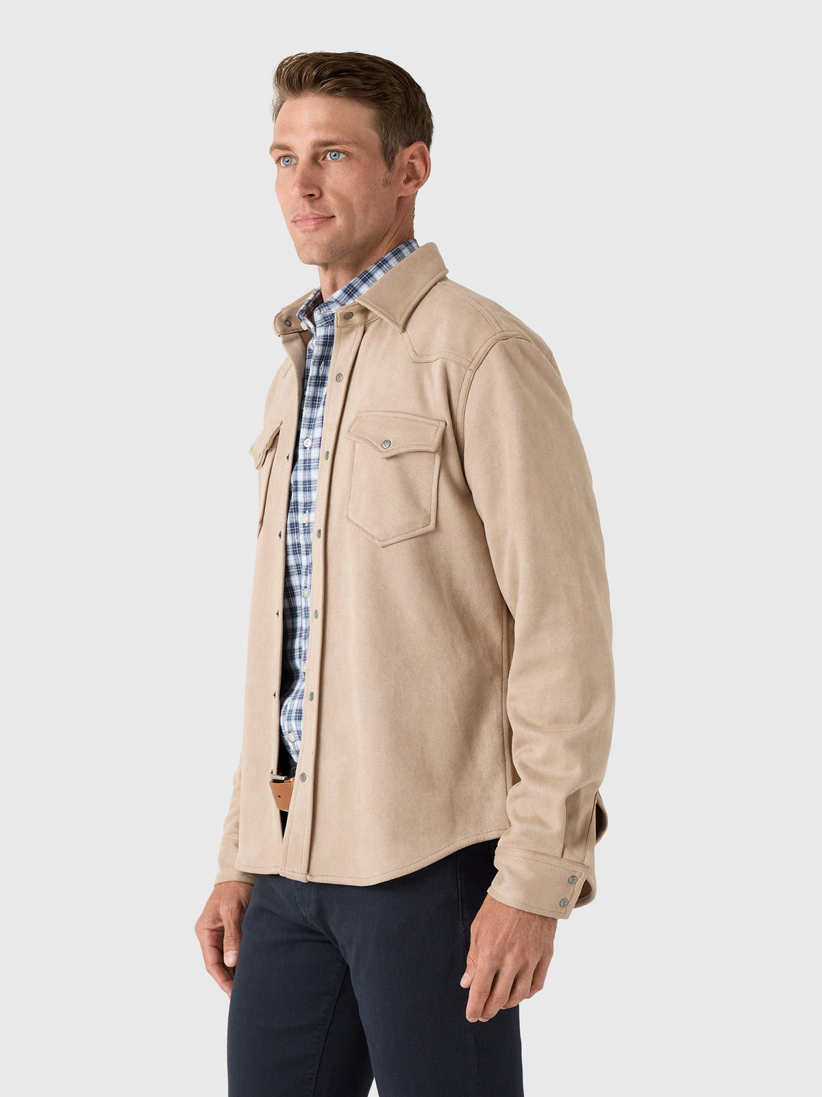 RYE51 Men's The Wyatt Microsuede Shirt Jacket - Saint Bernard