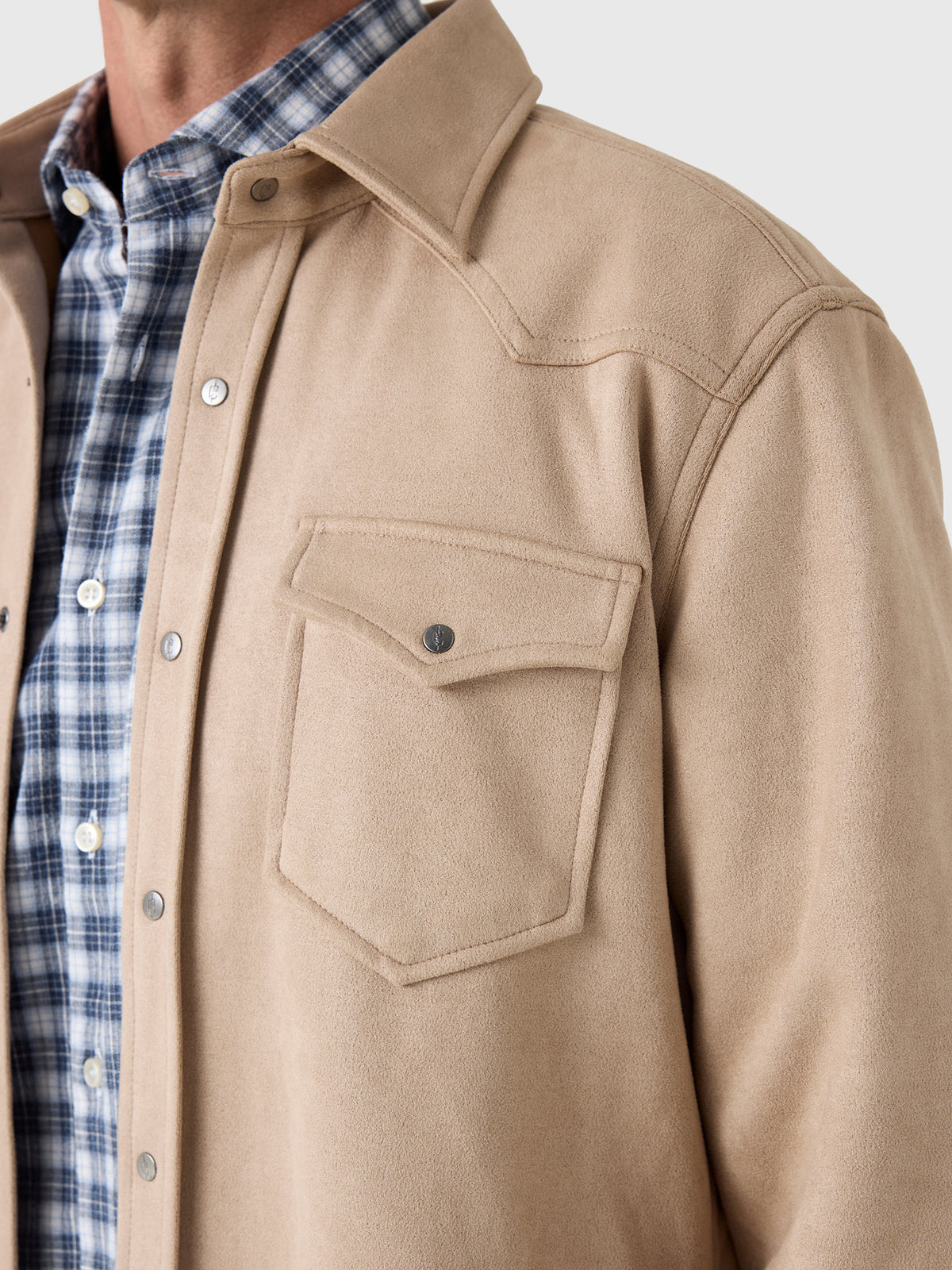 RYE51 Men's The Wyatt Microsuede Shirt Jacket - Saint Bernard