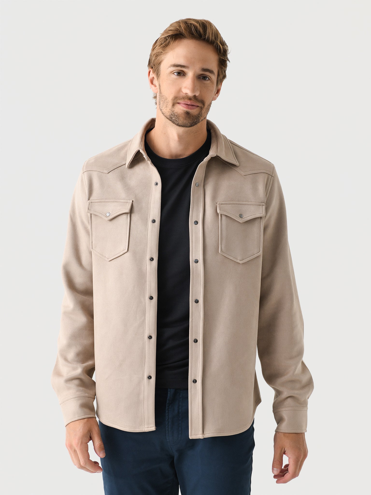 RYE51 Men's The Wyatt Microsuede Shirt Jacket - Saint Bernard