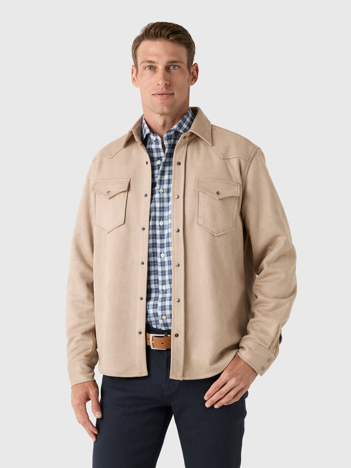 RYE51 Men's The Wyatt Microsuede Shirt Jacket - Saint Bernard