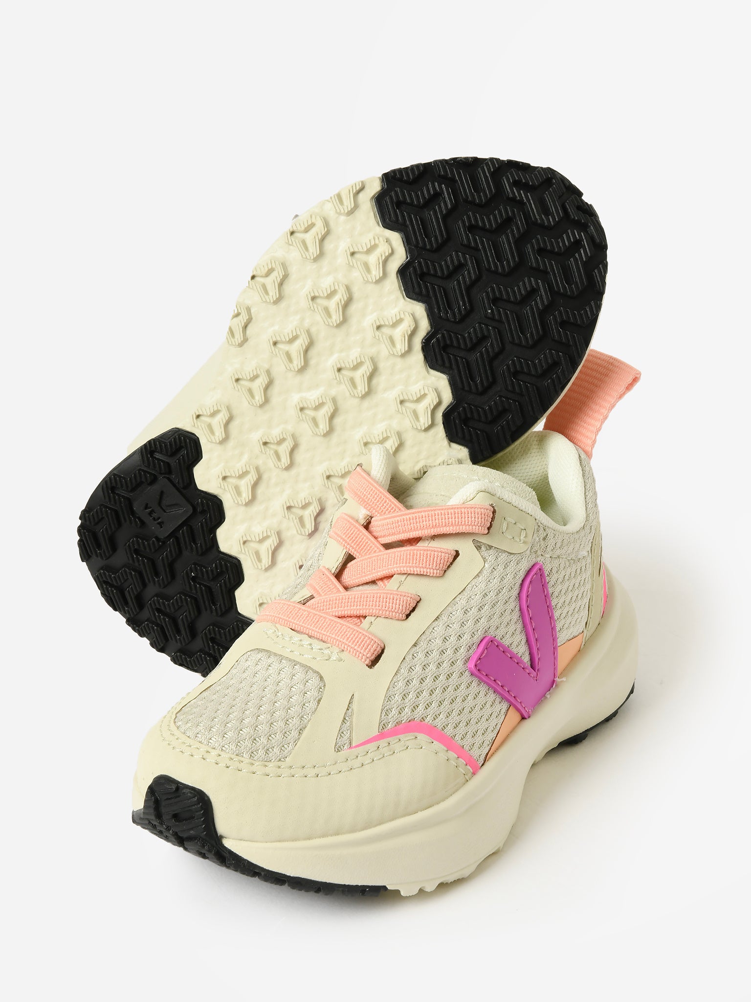 VEJA Kids' Small Canary Elastic Laces Alveomesh Sneaker - Saint Bernard