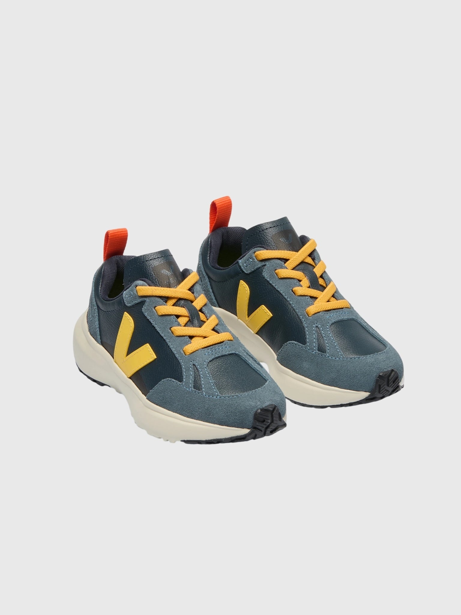 VEJA Kids' Small Canary Elastic Laces Leather Sneaker - Saint Bernard