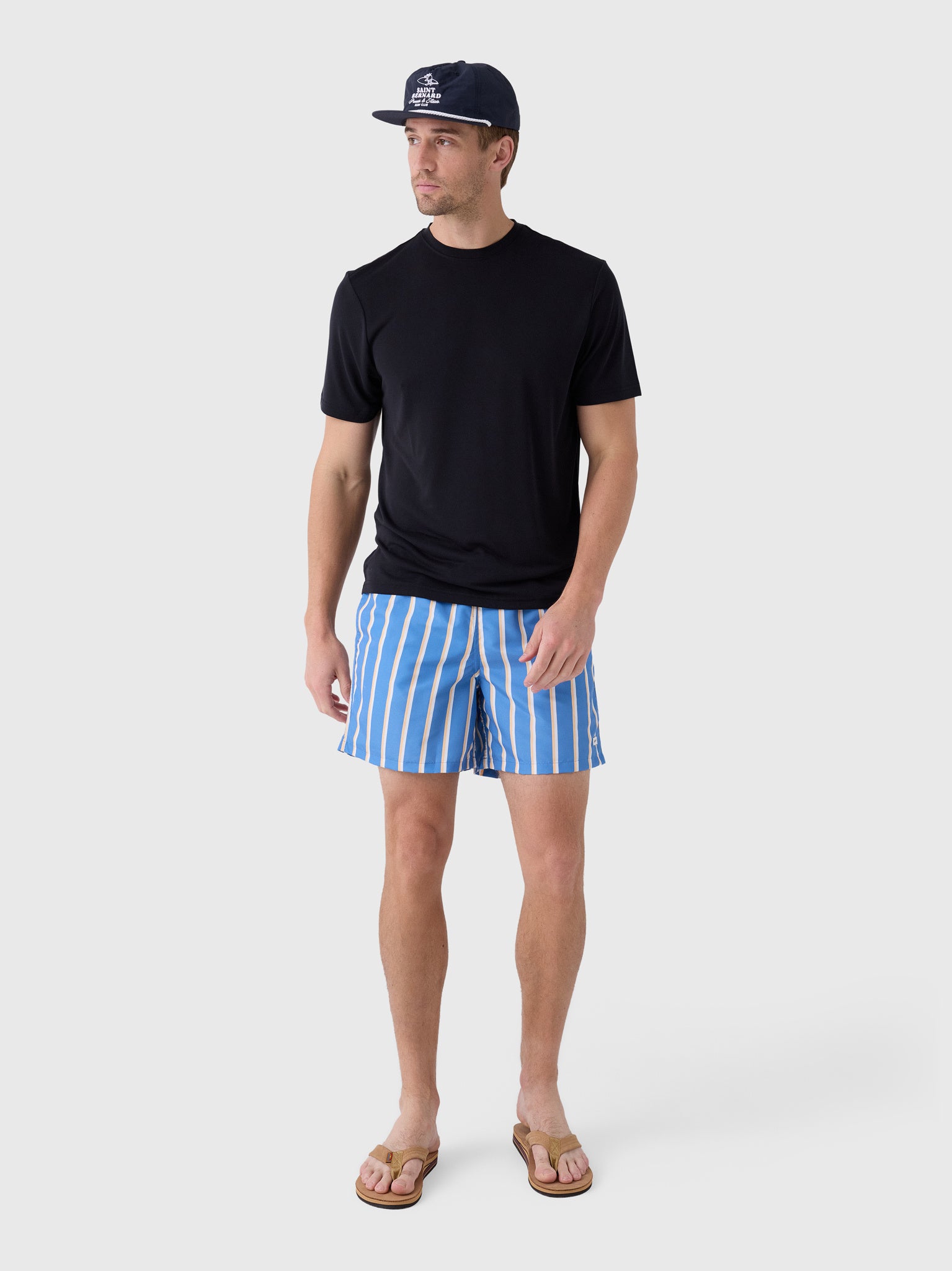 Bather Men's Yellow & White Fine Stripe Swim Trunk - Saint Bernard