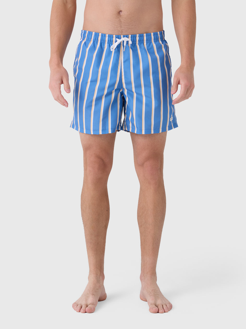 Bather Men's Yellow & White Fine Stripe Swim Trunk - Saint Bernard